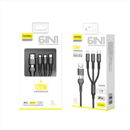 Câble Data 6 en 1 PAVAREAL 120W Noir - 1.2M - Vue principale