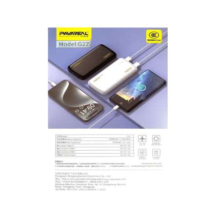 Power Bank PAVAREAL G22 Noir 10000 mAh