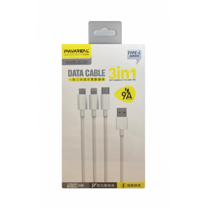 Câble 3 en 1 PAVAREAL DC-100 Charge Rapide 9A