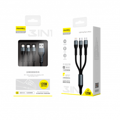 Câble Data 3 en 1 PAVAREAL 120W 1.2M - Vue 2