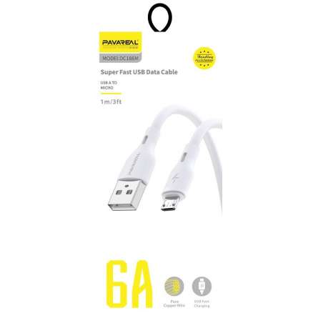 Câble USB vers Micro USB PAVAREAL DC186M Fast Charge 6A - 1m