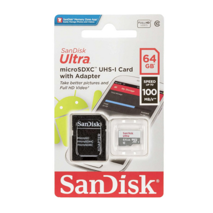 Carte MicroSDHC SanDisk Ultra 64 GB 100 Mb/s UHS-I avec Adaptateur SD