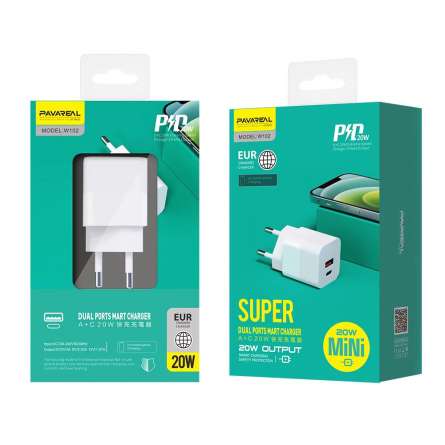 Chargeur Secteur USB-C & USB 20W PAVAREAL W102