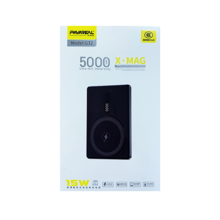 Power Bank PAVAREAL G32 15W Magnétique à Induction 5000 mAh Noir