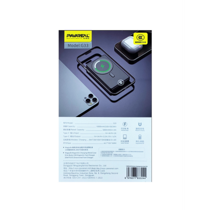 Power Bank PAVAREAL G33 15W Magnétique à Induction 10000 mAh Noir