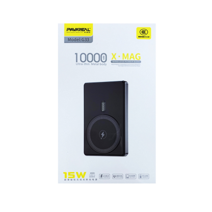 Power Bank PAVAREAL G33 15W Magnétique à Induction 10000 mAh Noir