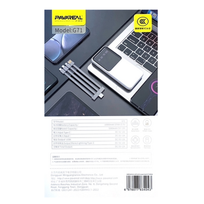 Power Bank PAVAREAL G71 Blanc 10000 mAh 4 en 1